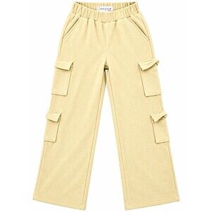 Lovepop Beige Cargo Pants Women’s L Regular Straight Leg Elastic Waist Pockets